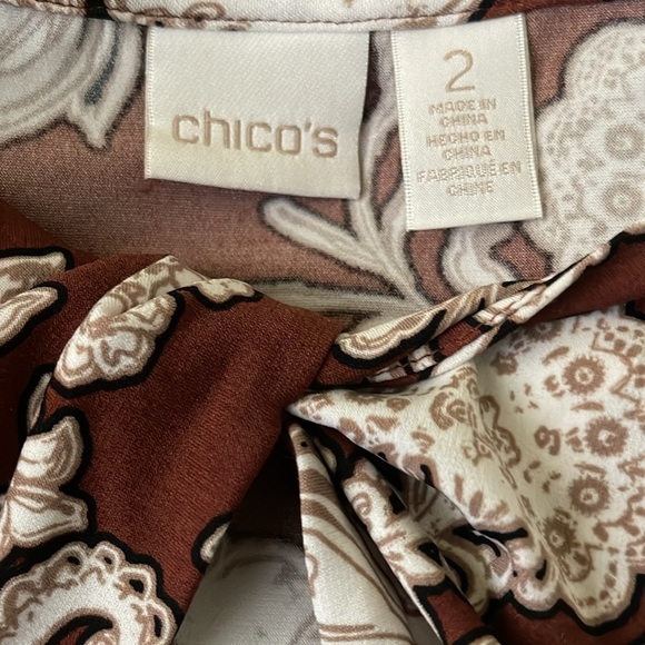 Chico’s brown, tan and white floral tunic - Size L - Chico’s Size 2 - Picture 3 of 6